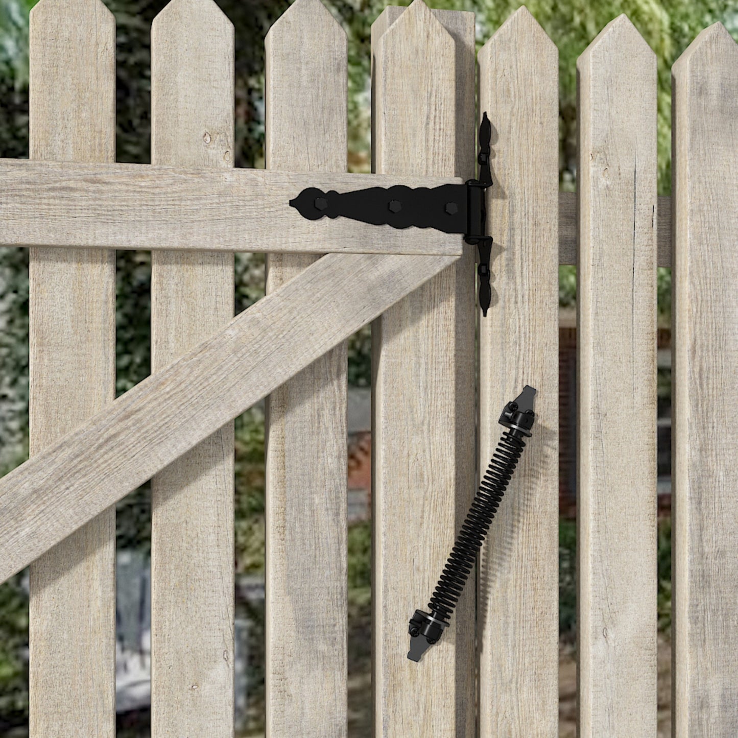 14" Fence gate Spring self Closing and Adjustable for Wooden or Vinyl Fence, Carbon Steel, Black