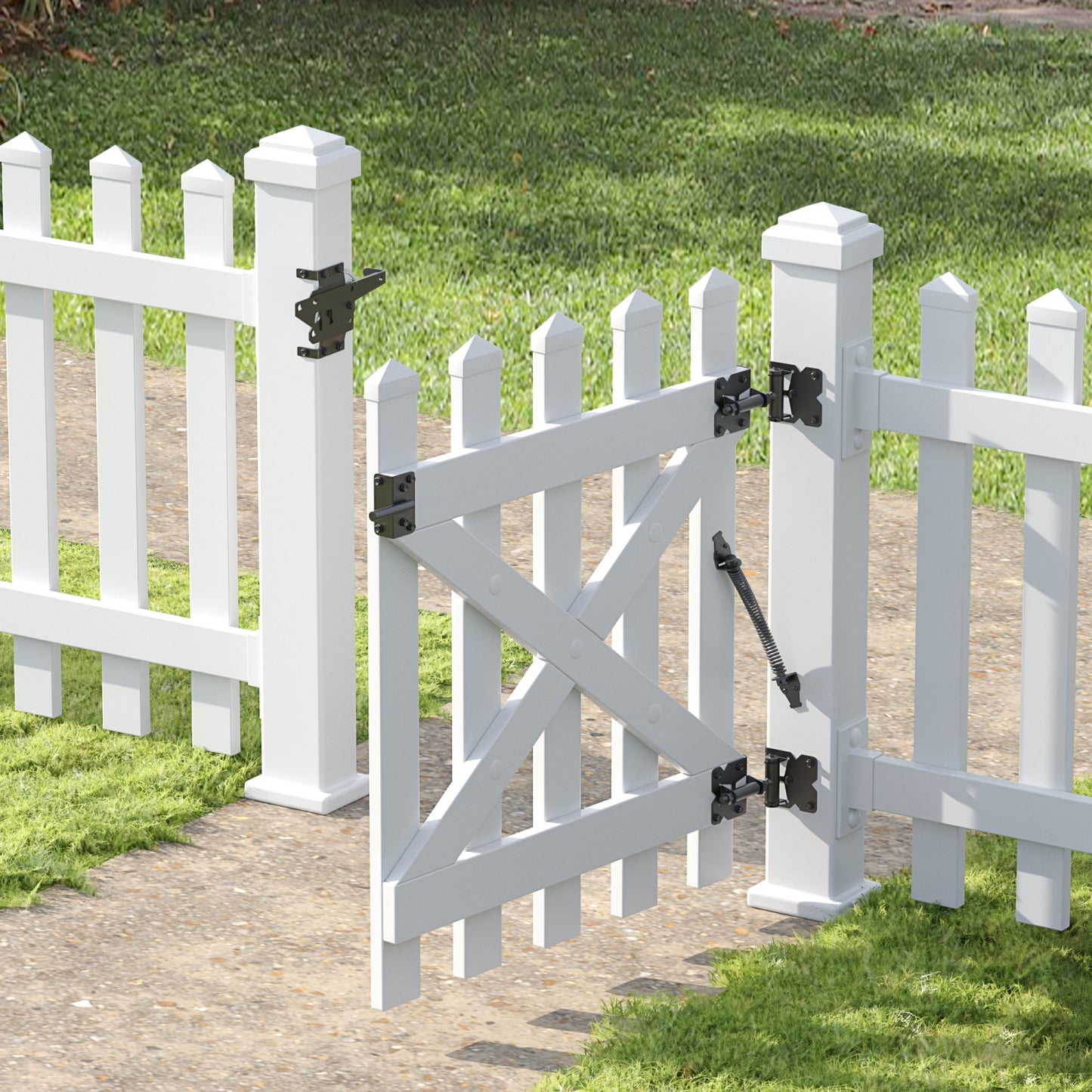 14" Fence gate Spring self Closing and Adjustable for Wooden or Vinyl Fence, Carbon Steel, Black