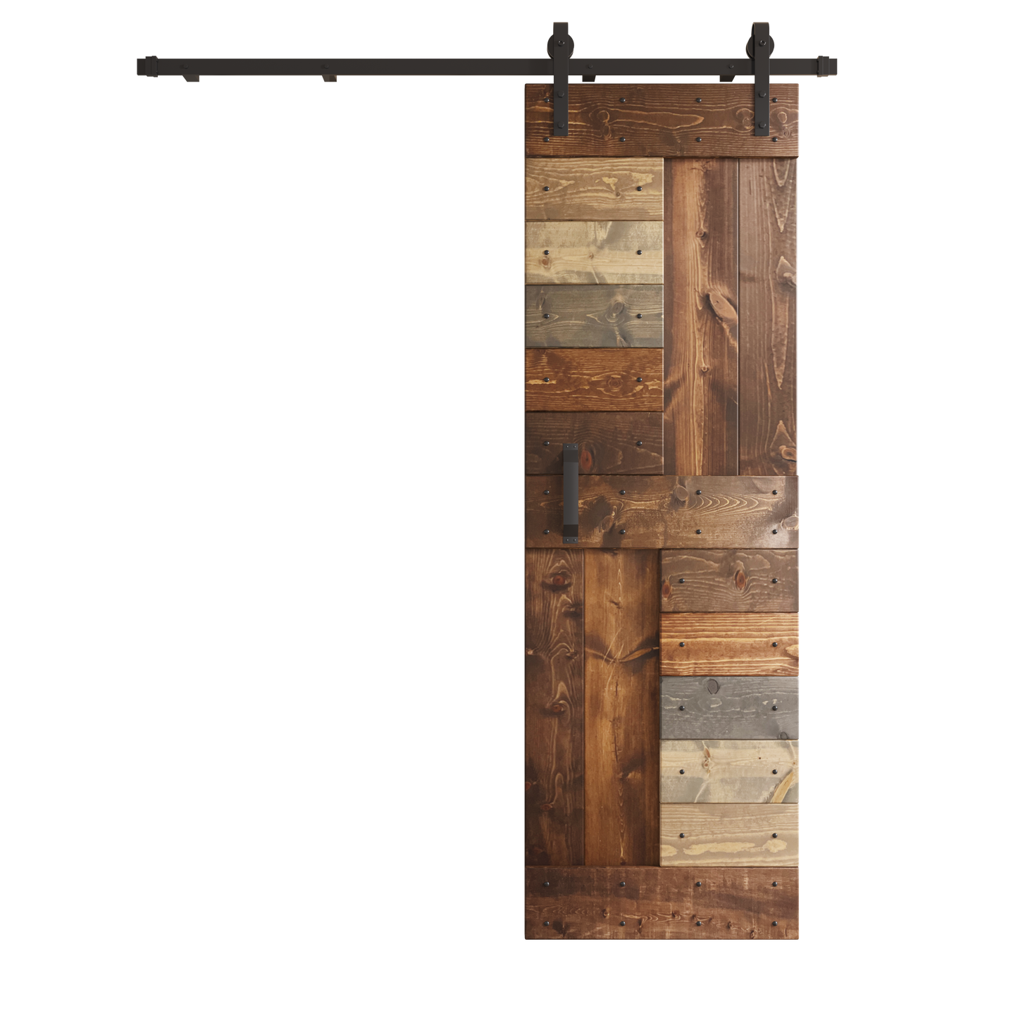 S Series 24in/30in/36in/42in x 84 in Finished Knotty Pine Wood Sliding Barn Door With Hardware Kit
