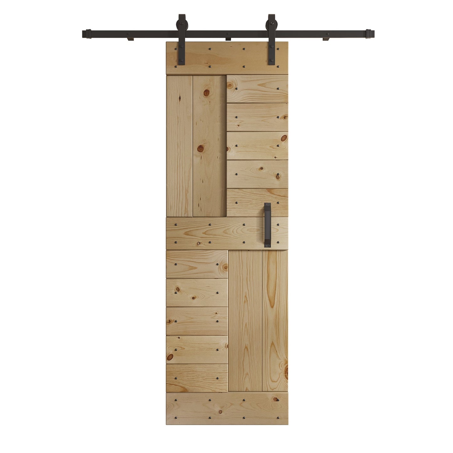 S Series 24in/30in/36in/42in x 84 in Finished DIY Knotty Wood Sliding Barn Door With Hardware Kit