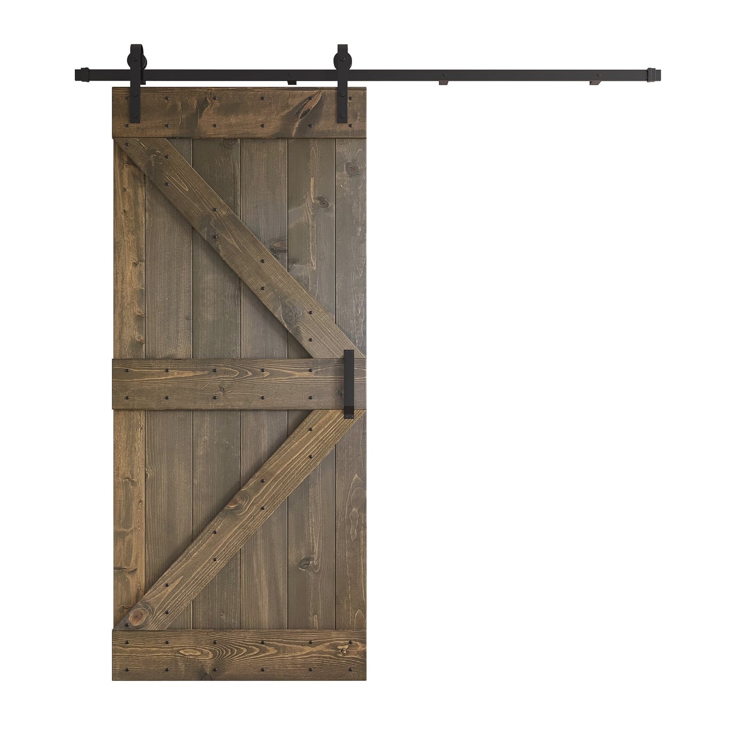 K Series 24 in/30 in/36 in/38 in/42 in x 84 in Finished DIY Knotty Wood Sliding Barn Door With Hardware Kit
