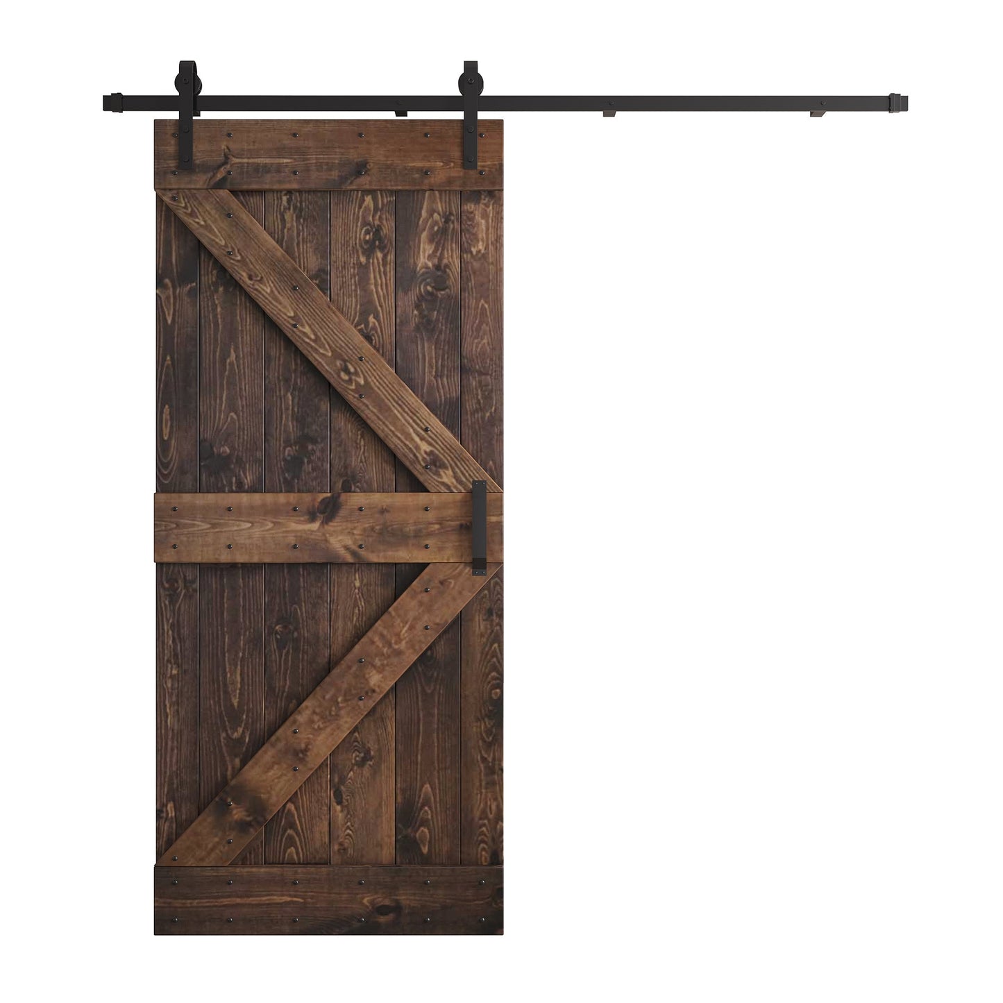 K Series 24 in/30 in/36 in/38 in/42 in x 84 in Finished DIY Knotty Wood Sliding Barn Door With Hardware Kit