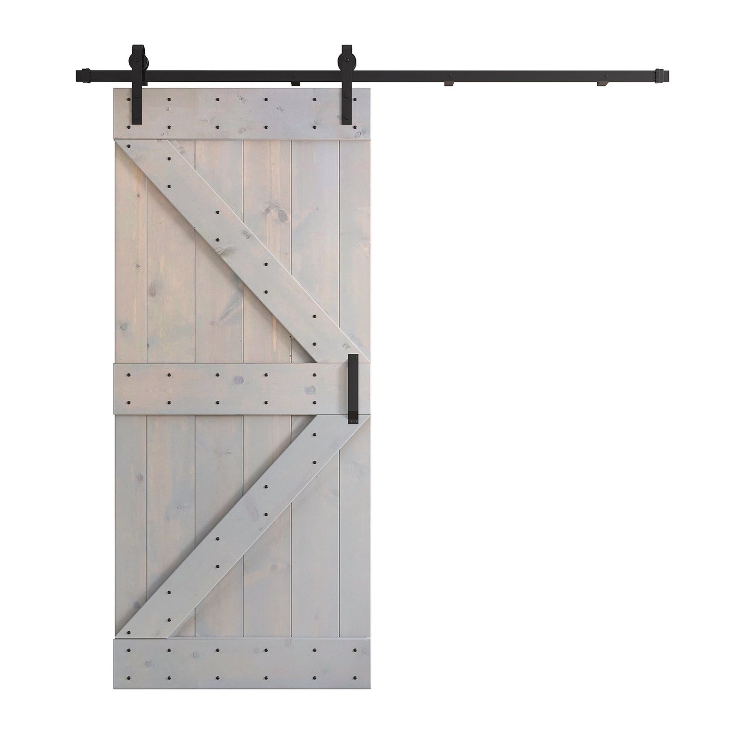 K Series 24 in/30 in/36 in/38 in/42 in x 84 in Finished DIY Knotty Wood Sliding Barn Door With Hardware Kit