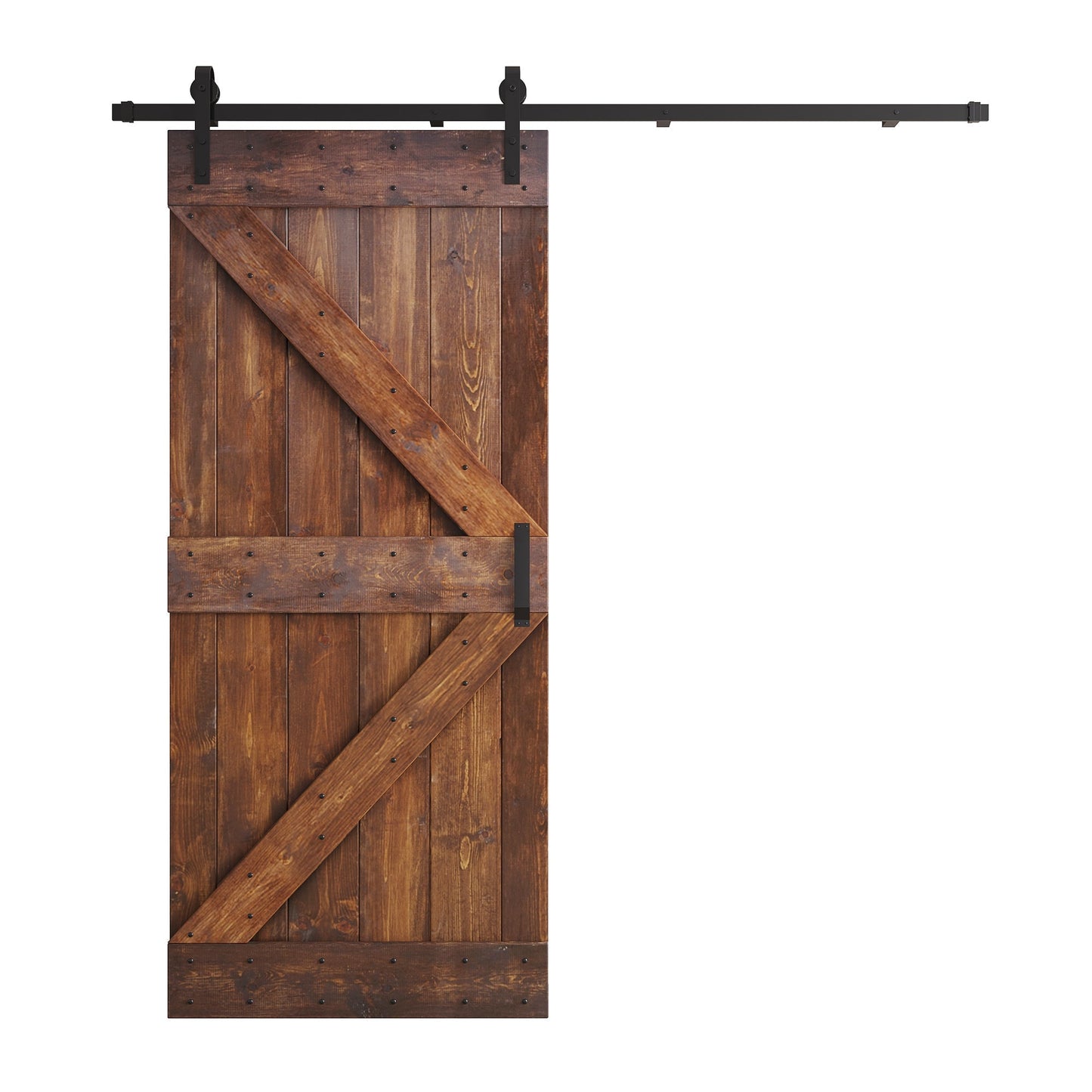 K Series 24 in/30 in/36 in/38 in/42 in x 84 in Finished DIY Knotty Wood Sliding Barn Door With Hardware Kit