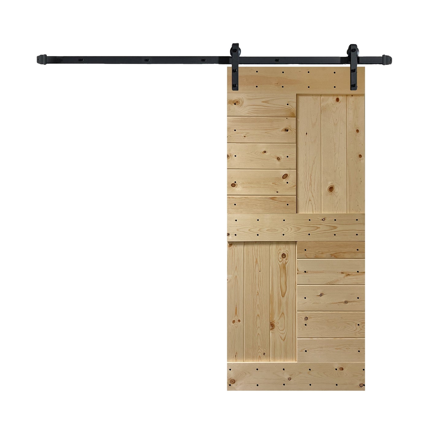S Series 24in/30in/36in/42in x 84 in Finished DIY Knotty Wood Sliding Barn Door With Hardware Kit