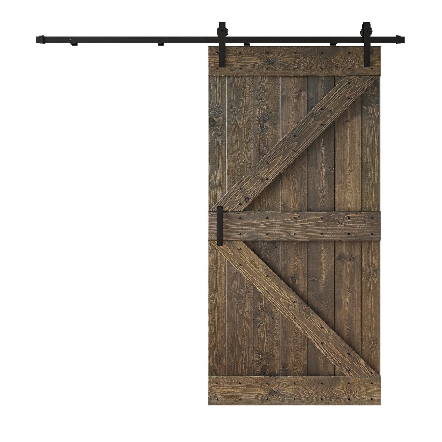 K Series 24 in/30 in/36 in/38 in/42 in x 84 in Finished DIY Knotty Wood Sliding Barn Door With Hardware Kit