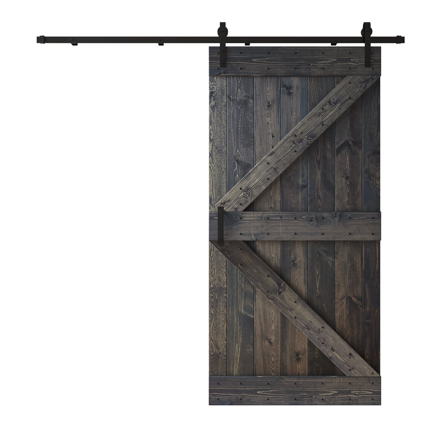 K Series 24 in/30 in/36 in/38 in/42 in x 84 in Finished DIY Knotty Wood Sliding Barn Door With Hardware Kit