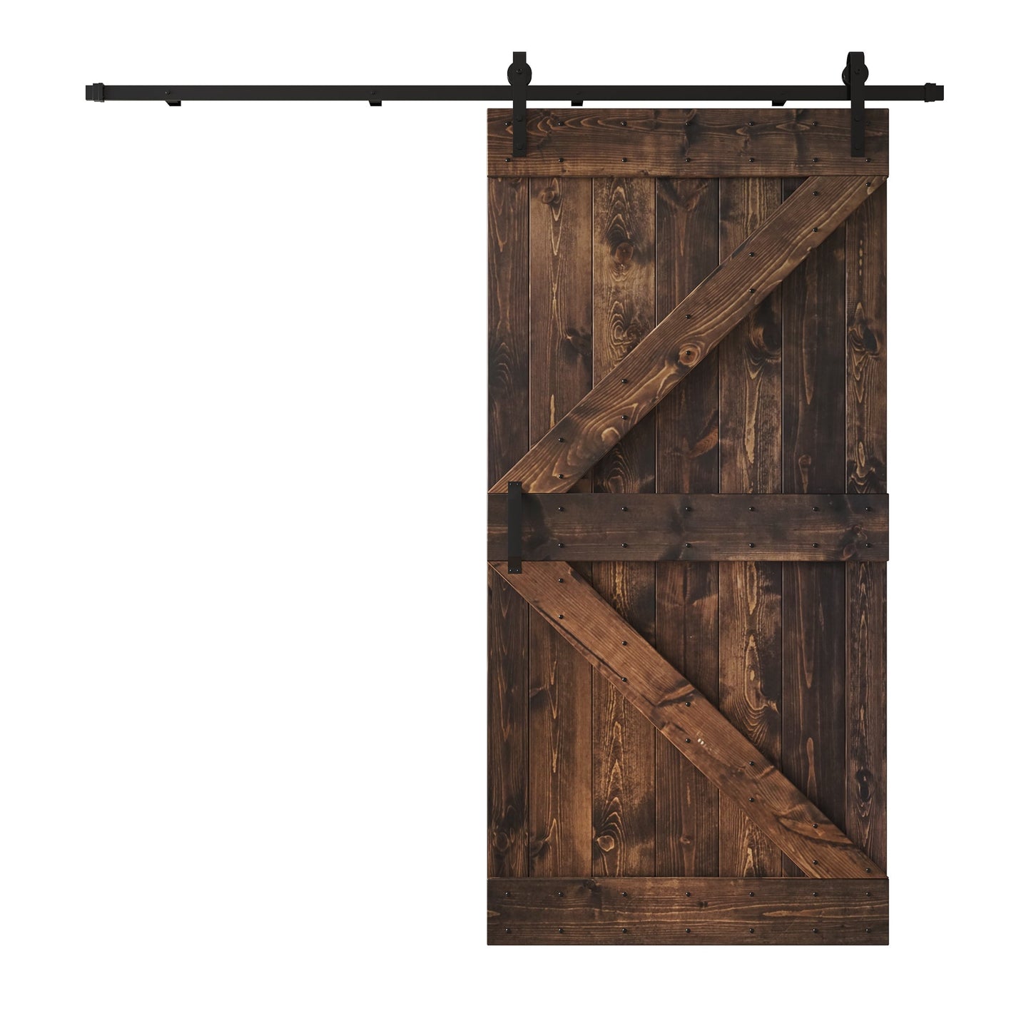 K Series 24 in/30 in/36 in/38 in/42 in x 84 in Finished DIY Knotty Wood Sliding Barn Door With Hardware Kit