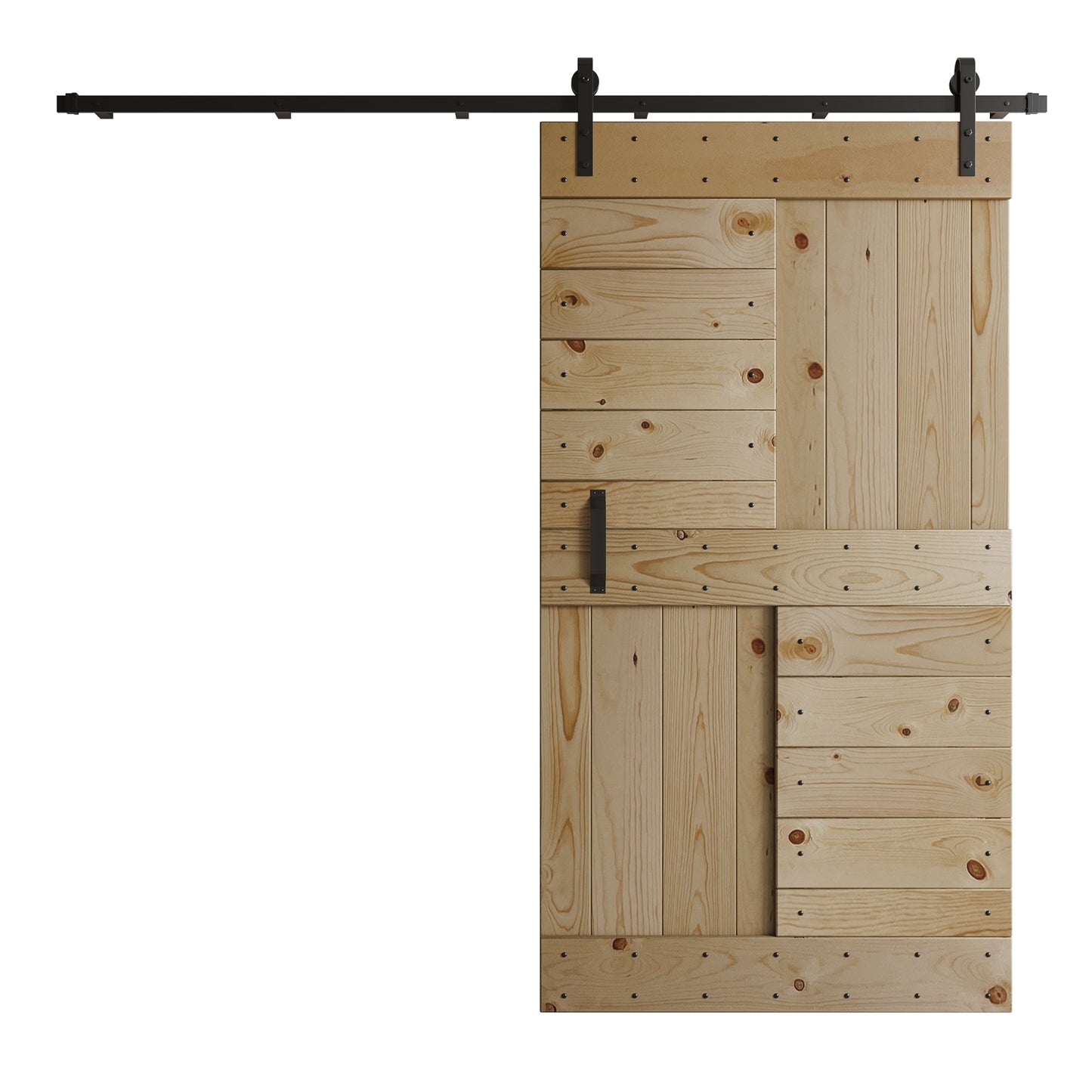 S Series 24in/30in/36in/42in x 84 in Finished DIY Knotty Wood Sliding Barn Door With Hardware Kit