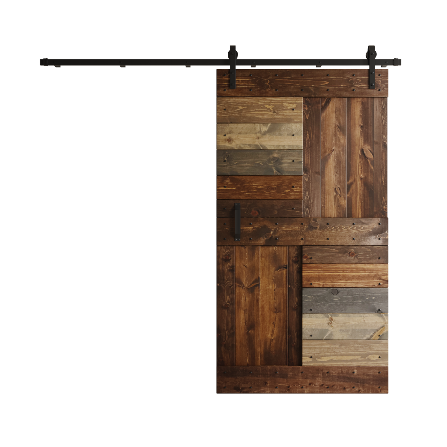 S Series 24in/30in/36in/42in x 84 in Finished Knotty Pine Wood Sliding Barn Door With Hardware Kit