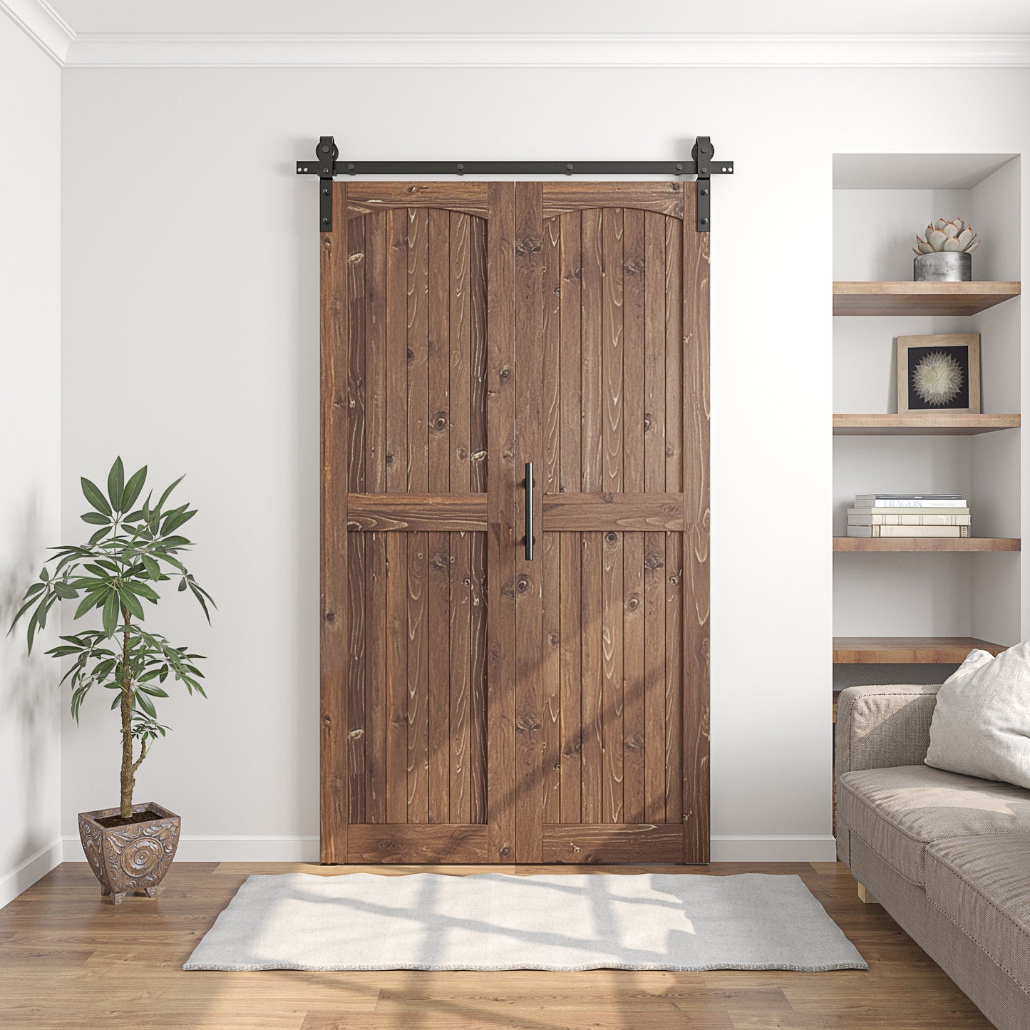Coast Sequoia Assembled Arch Top 30in./32in./36in./44in./48in. x 84in. Knotty Pine Wood Bi-Fold Door With Hardware Kit