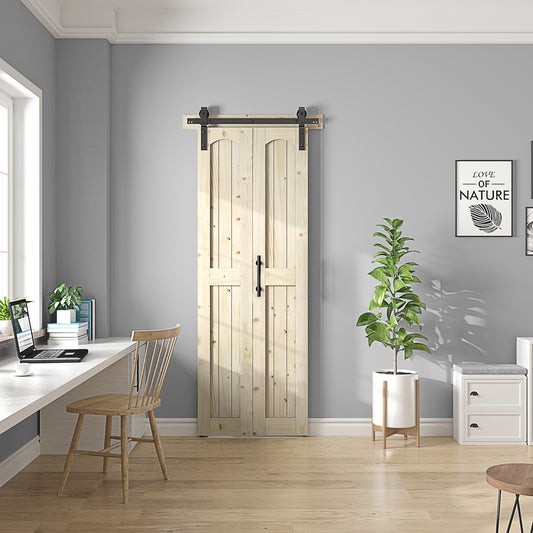 Coast Sequoia Assembled Arch Top  30in./32in./36in./44in./48in.  x 84in. Knotty Pine Wood Bi-Fold Door With Hardware Kit
