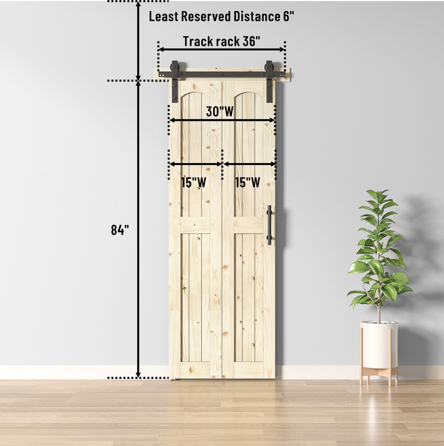 Coast Sequoia Assembled Arch Top 30in./32in./36in./44in./48in. x 84in. Knotty Pine Wood Bi-Fold Door With Hardware Kit