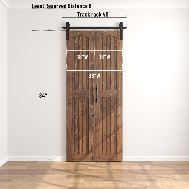 Coast Sequoia Assembled Arch Top 30in./32in./36in./44in./48in. x 84in. Knotty Pine Wood Bi-Fold Door With Hardware Kit
