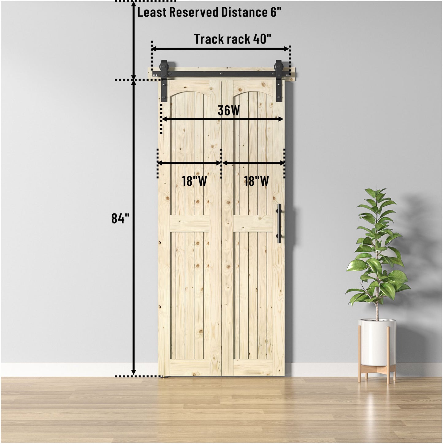 Coast Sequoia Assembled Arch Top 30in./32in./36in./44in./48in. x 84in. Knotty Pine Wood Bi-Fold Door With Hardware Kit