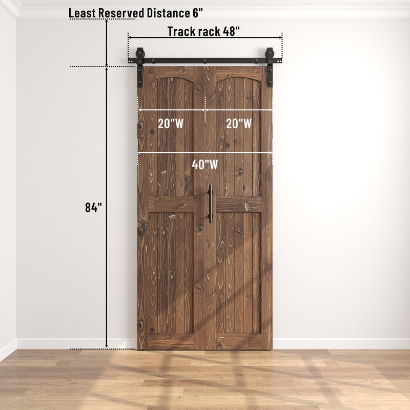 Coast Sequoia Assembled Arch Top 30in./32in./36in./44in./48in. x 84in. Knotty Pine Wood Bi-Fold Door With Hardware Kit