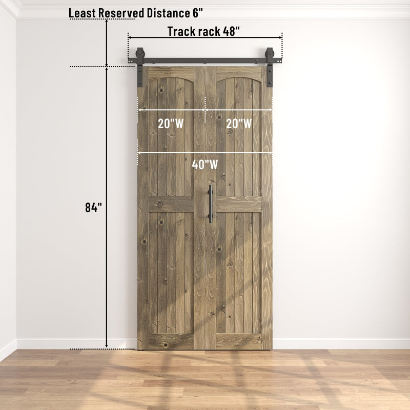 Coast Sequoia Assembled Arch Top 30in./32in./36in./44in./48in. x 84in. Knotty Pine Wood Bi-Fold Door With Hardware Kit