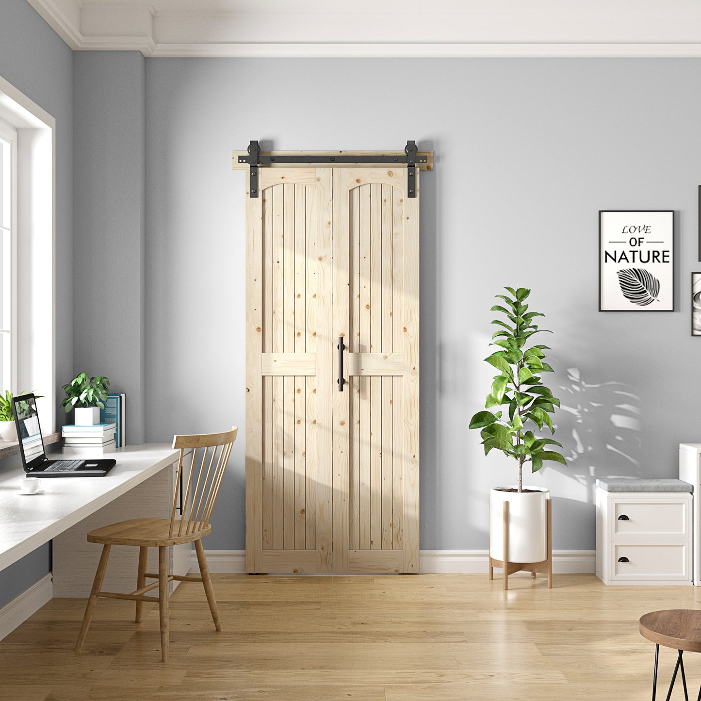 Coast Sequoia Assembled Arch Top 30in./32in./36in./44in./48in. x 84in. Knotty Pine Wood Bi-Fold Door With Hardware Kit