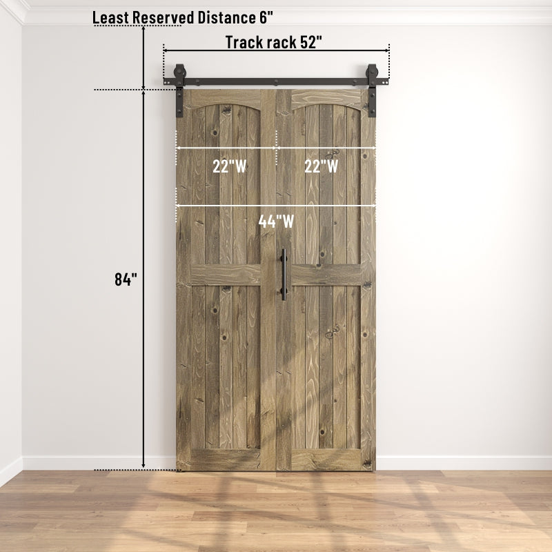 Coast Sequoia Assembled Arch Top 30in./32in./36in./44in./48in. x 84in. Knotty Pine Wood Bi-Fold Door With Hardware Kit