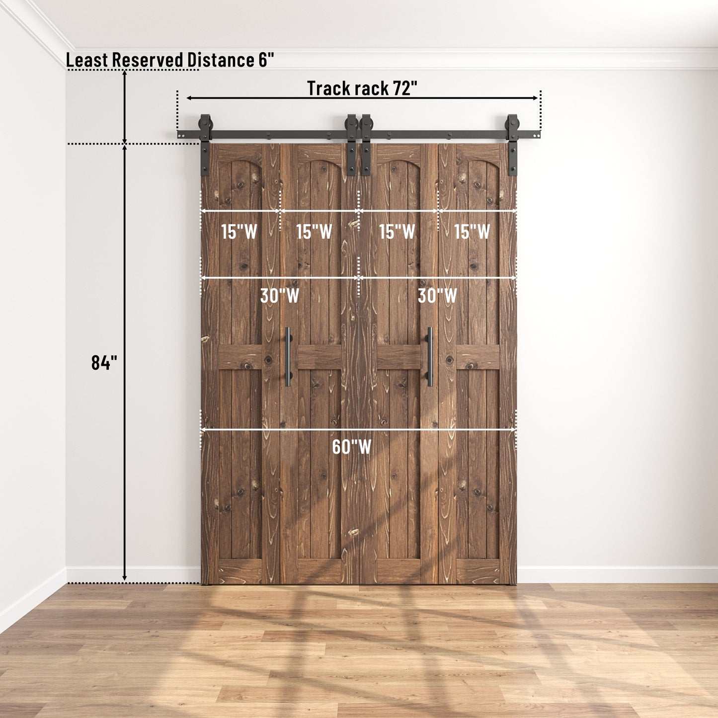 Coast Sequoia Assembled Arch Top 30in./32in./36in./44in./48in. x 84in. Knotty Pine Wood Bi-Fold Door With Hardware Kit