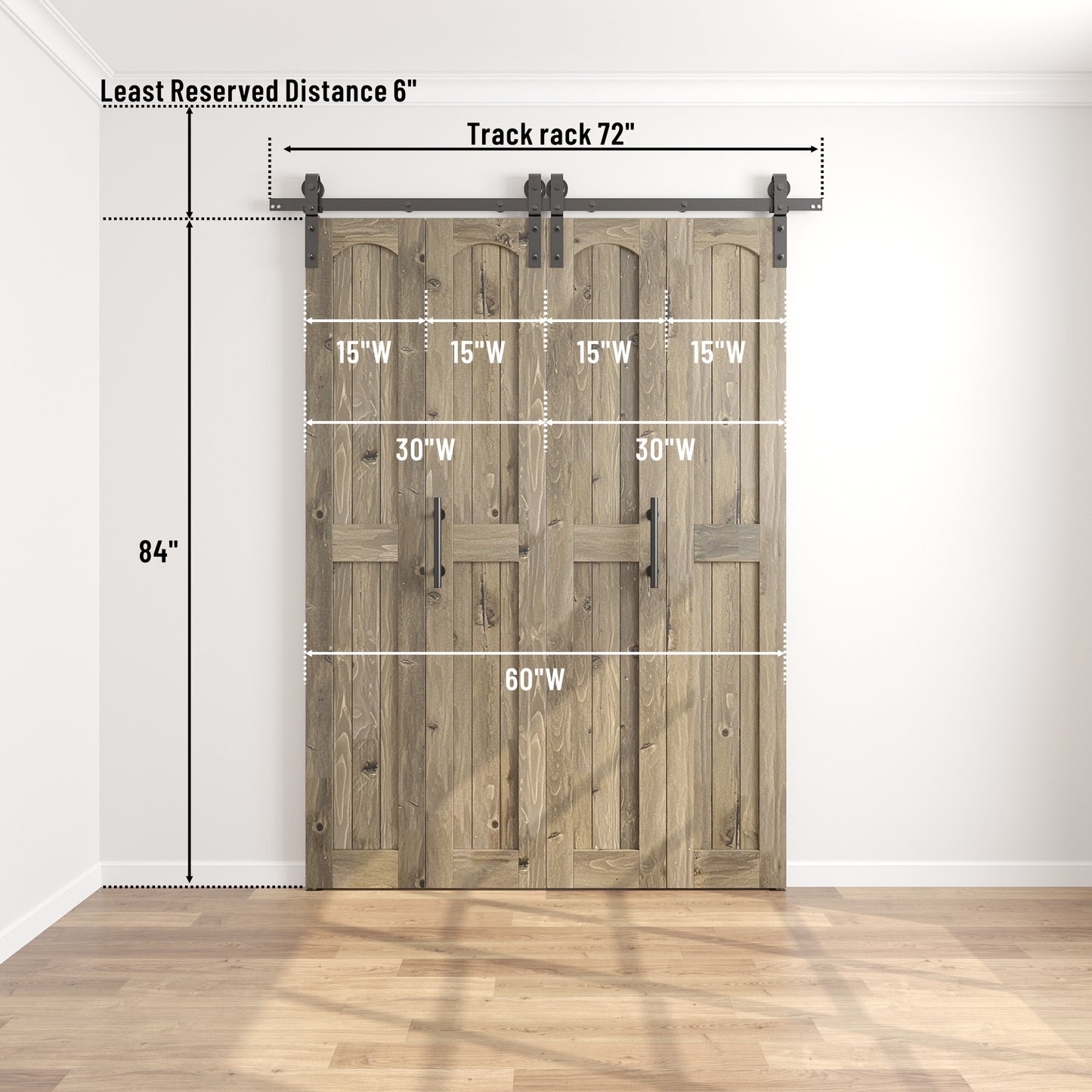 Coast Sequoia Assembled Arch Top 30in./32in./36in./44in./48in. x 84in. Knotty Pine Wood Bi-Fold Door With Hardware Kit