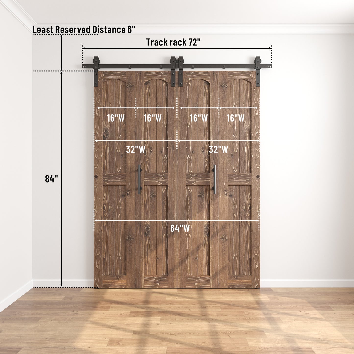 Coast Sequoia Assembled Arch Top 30in./32in./36in./44in./48in. x 84in. Knotty Pine Wood Bi-Fold Door With Hardware Kit