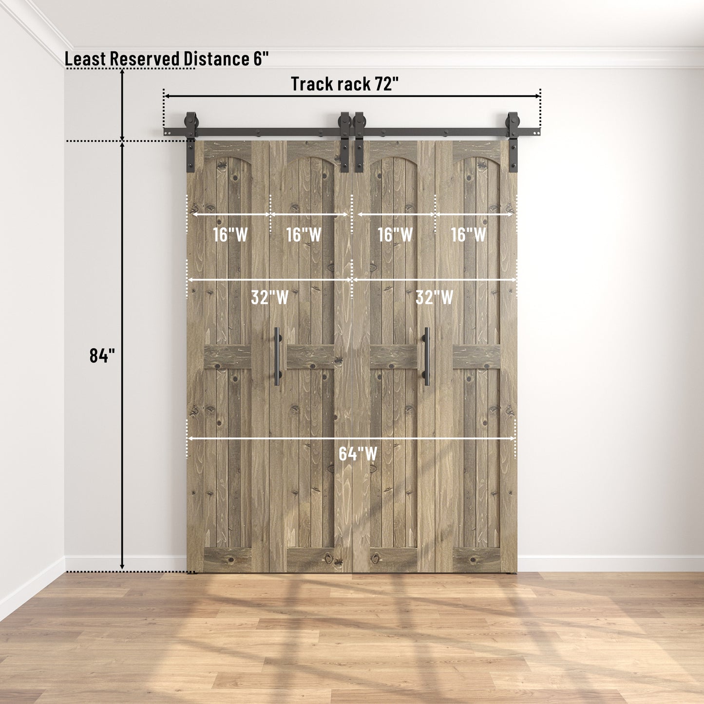 Coast Sequoia Assembled Arch Top 30in./32in./36in./44in./48in. x 84in. Knotty Pine Wood Bi-Fold Door With Hardware Kit