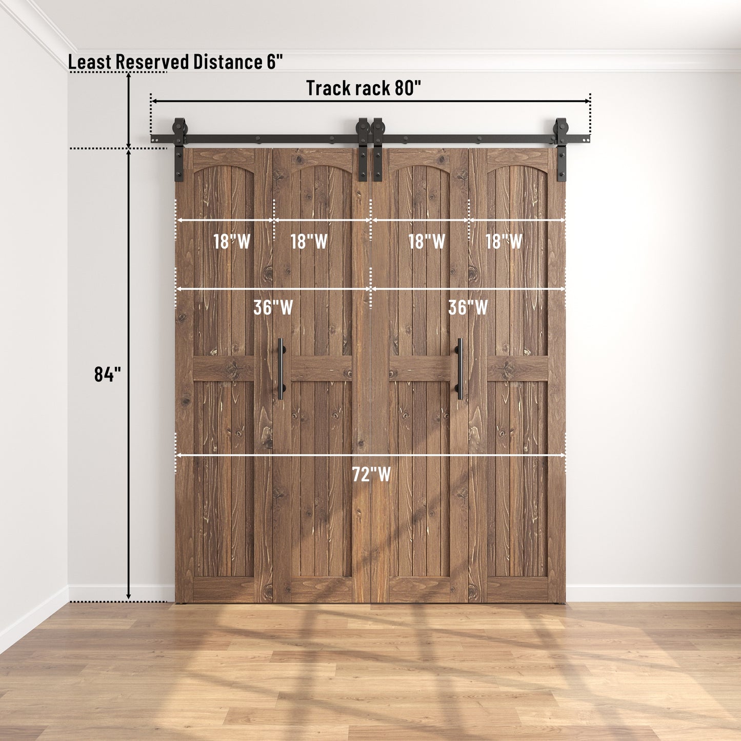 Coast Sequoia Assembled Arch Top 30in./32in./36in./44in./48in. x 84in. Knotty Pine Wood Bi-Fold Door With Hardware Kit