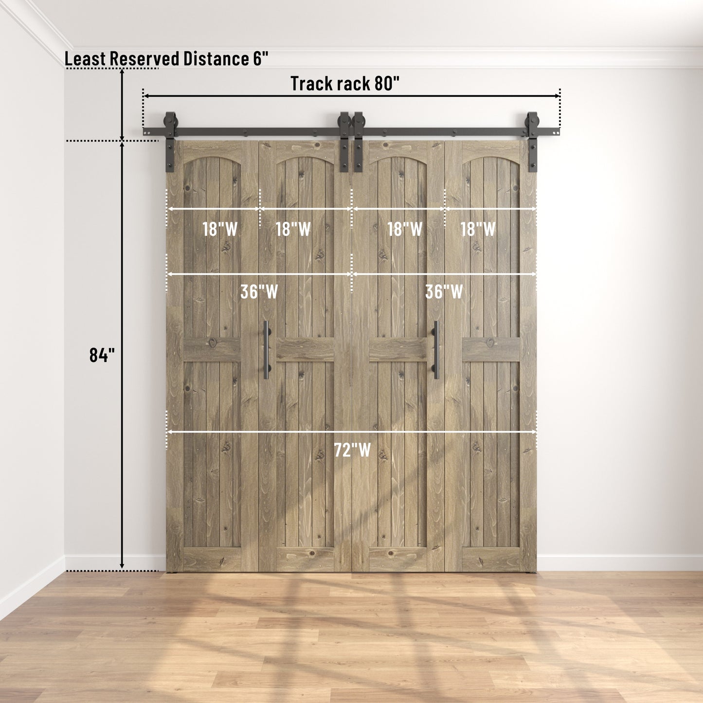 Coast Sequoia Assembled Arch Top 30in./32in./36in./44in./48in. x 84in. Knotty Pine Wood Bi-Fold Door With Hardware Kit