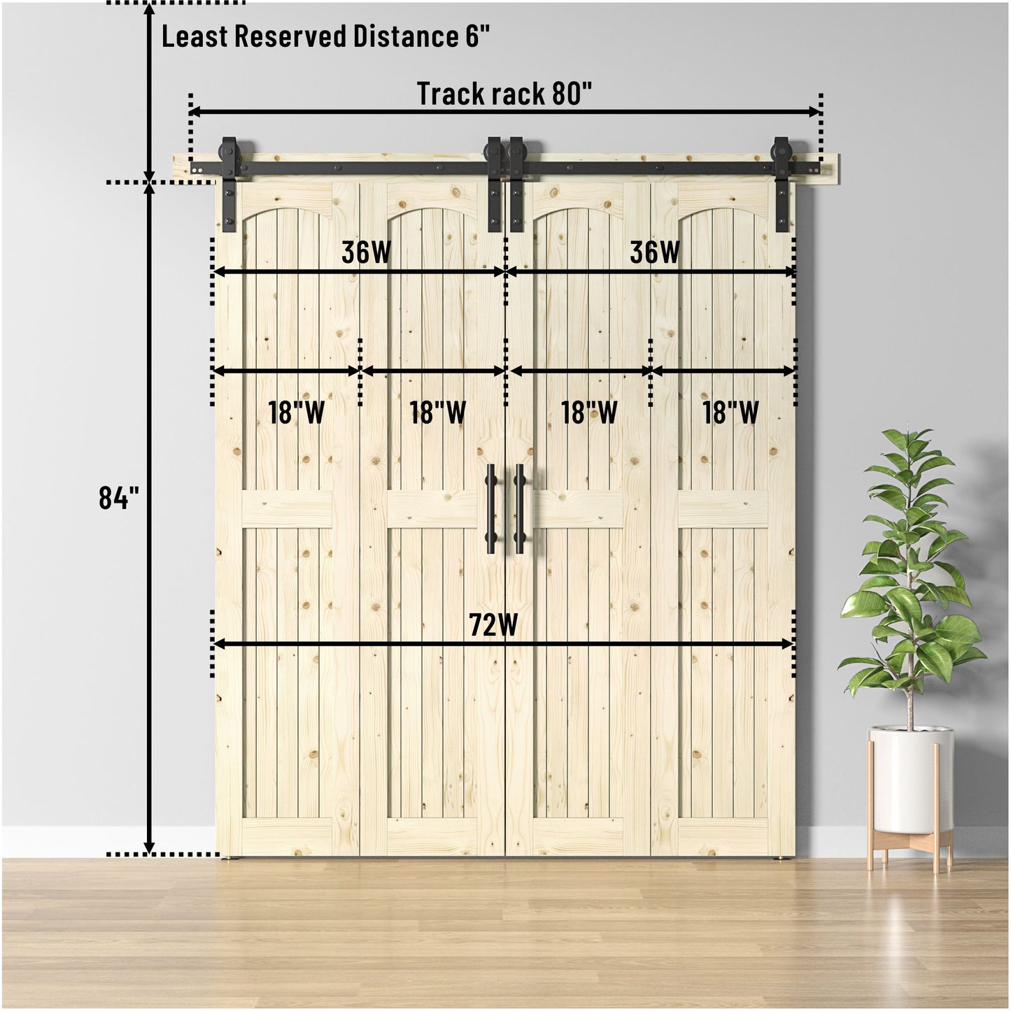 Coast Sequoia Assembled Arch Top 30in./32in./36in./44in./48in. x 84in. Knotty Pine Wood Bi-Fold Door With Hardware Kit
