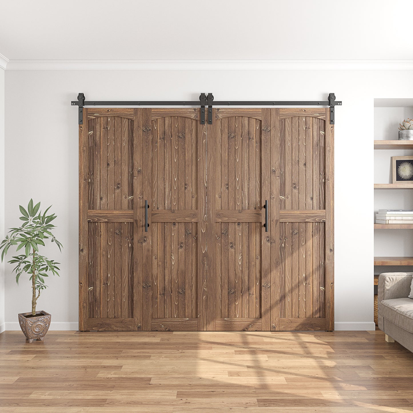 Coast Sequoia Assembled Arch Top 30in./32in./36in./44in./48in. x 84in. Knotty Pine Wood Bi-Fold Door With Hardware Kit
