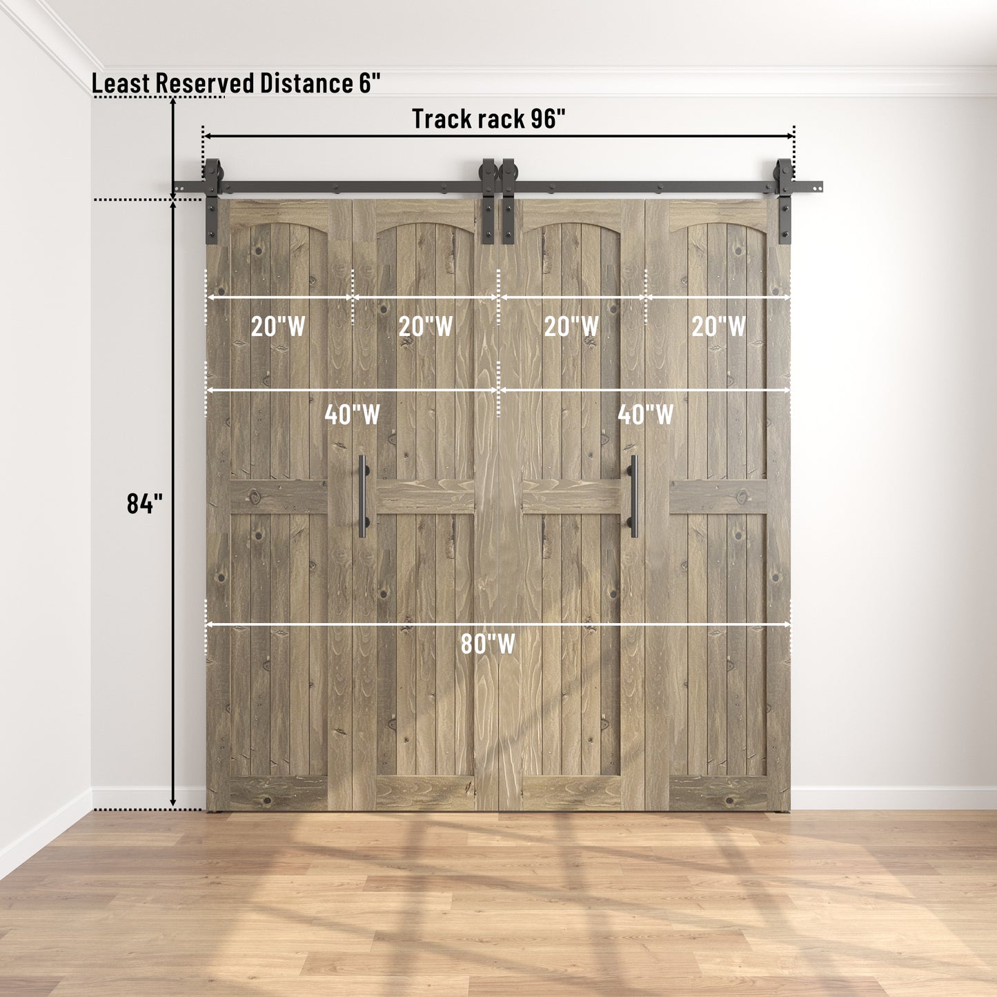 Coast Sequoia Assembled Arch Top 30in./32in./36in./44in./48in. x 84in. Knotty Pine Wood Bi-Fold Door With Hardware Kit