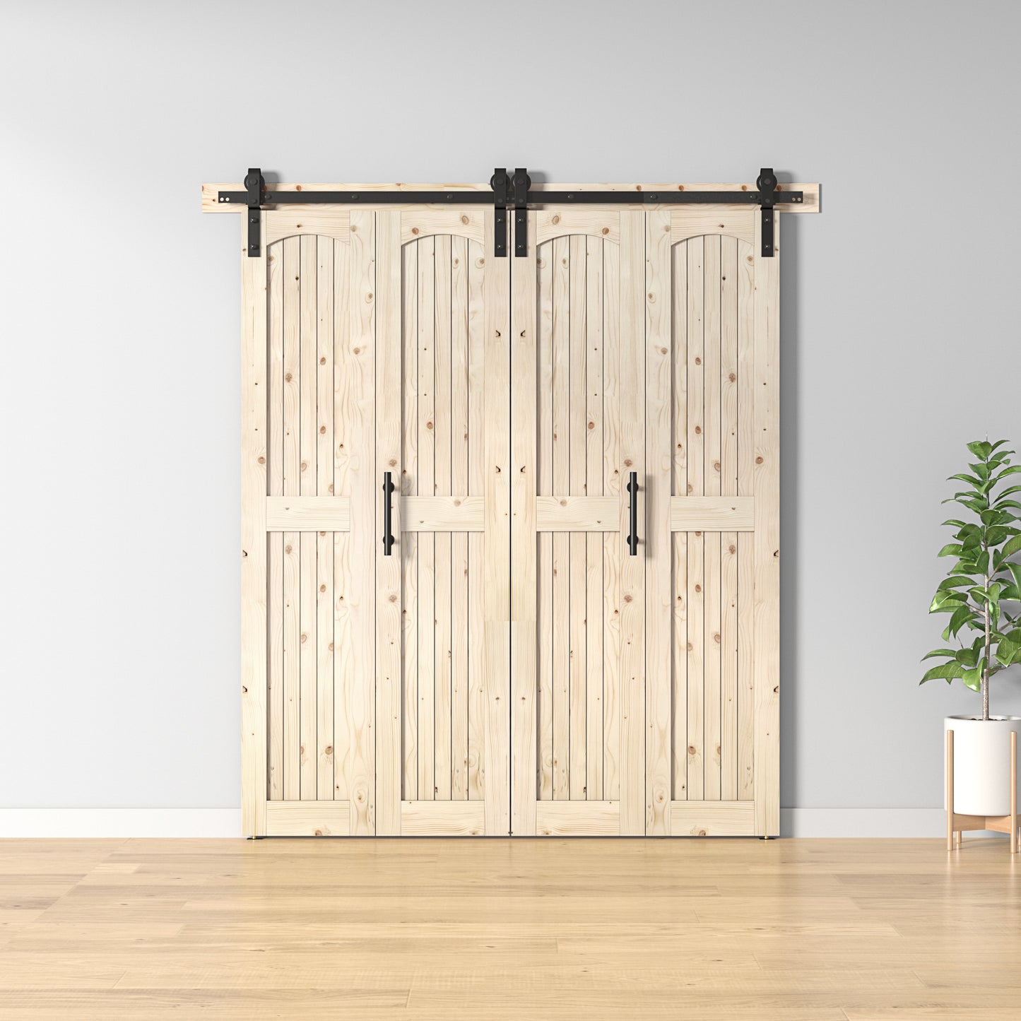 Coast Sequoia Assembled Arch Top 30in./32in./36in./44in./48in. x 84in. Knotty Pine Wood Bi-Fold Door With Hardware Kit