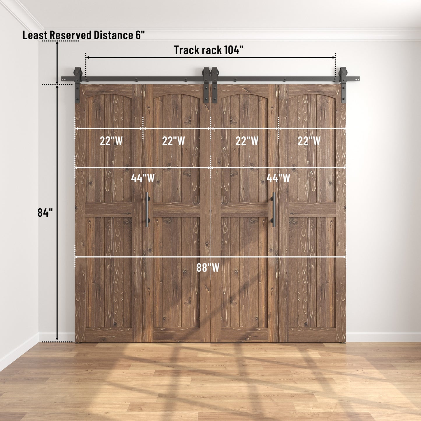 Coast Sequoia Assembled Arch Top 30in./32in./36in./44in./48in. x 84in. Knotty Pine Wood Bi-Fold Door With Hardware Kit