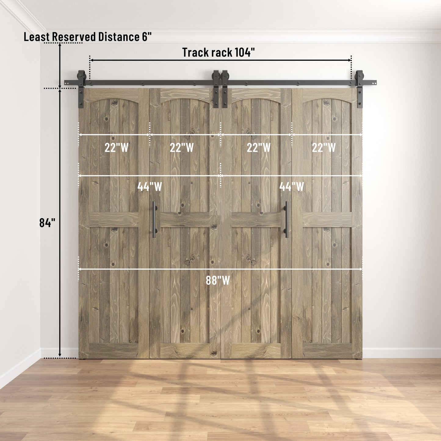 Coast Sequoia Assembled Arch Top 30in./32in./36in./44in./48in. x 84in. Knotty Pine Wood Bi-Fold Door With Hardware Kit