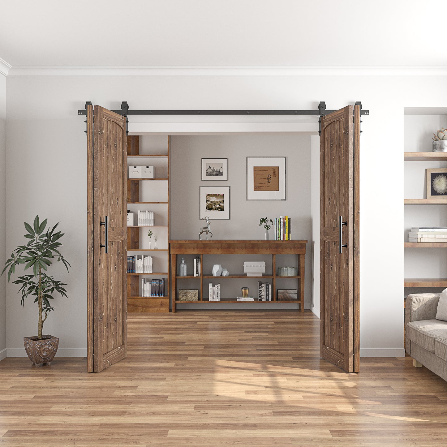 Coast Sequoia Assembled Arch Top 30in./32in./36in./44in./48in. x 84in. Knotty Pine Wood Bi-Fold Door With Hardware Kit