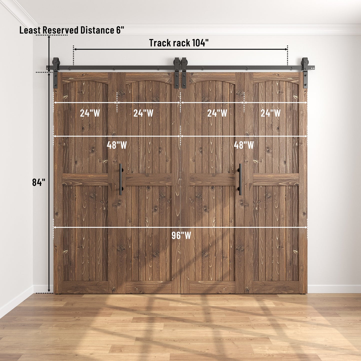 Coast Sequoia Assembled Arch Top 30in./32in./36in./44in./48in. x 84in. Knotty Pine Wood Bi-Fold Door With Hardware Kit