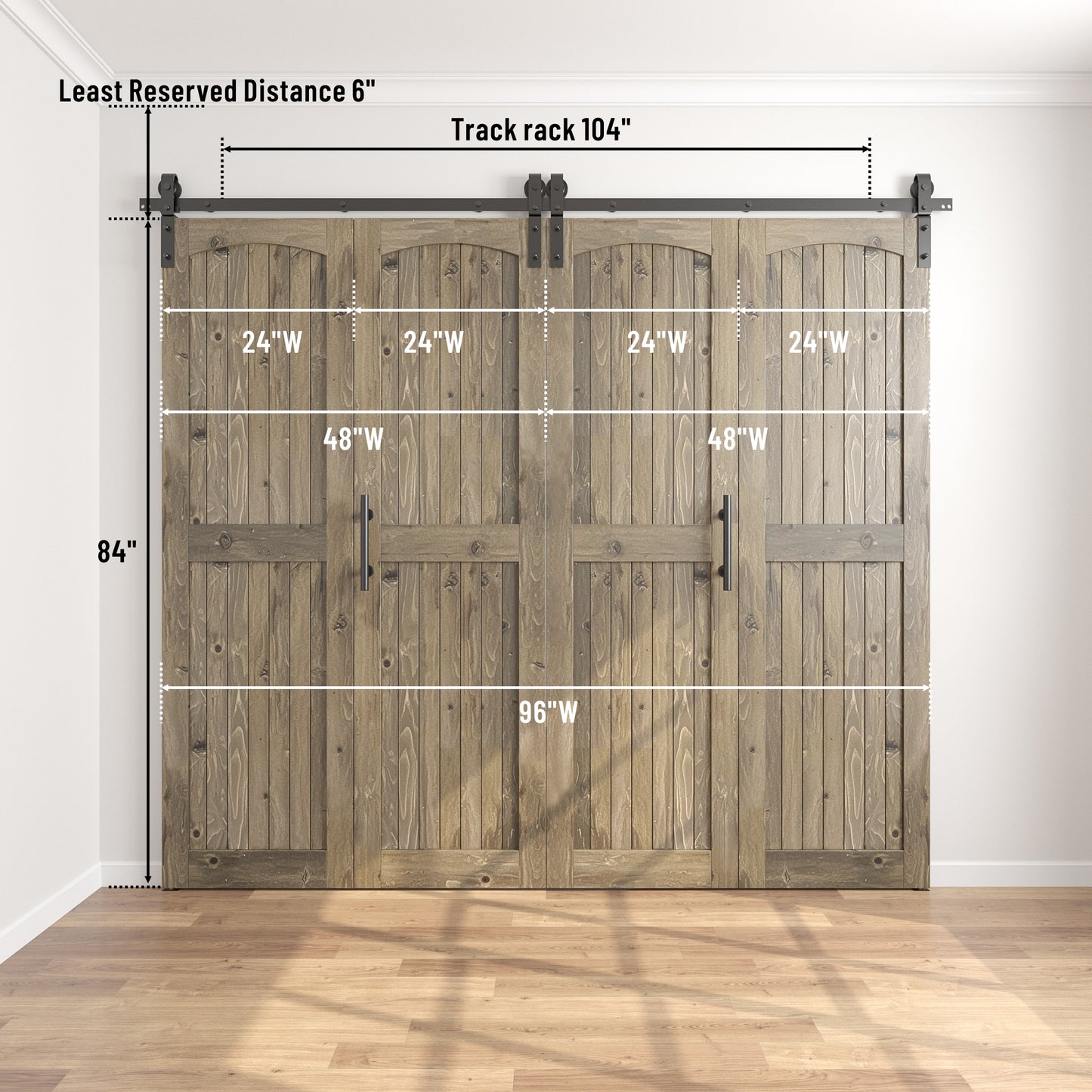 Coast Sequoia Assembled Arch Top 30in./32in./36in./44in./48in. x 84in. Knotty Pine Wood Bi-Fold Door With Hardware Kit