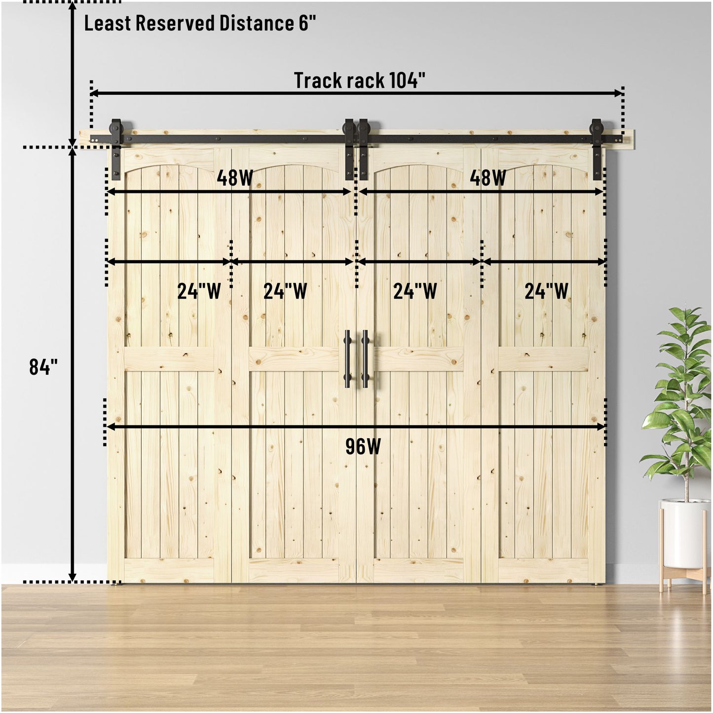 Coast Sequoia Assembled Arch Top 30in./32in./36in./44in./48in. x 84in. Knotty Pine Wood Bi-Fold Door With Hardware Kit