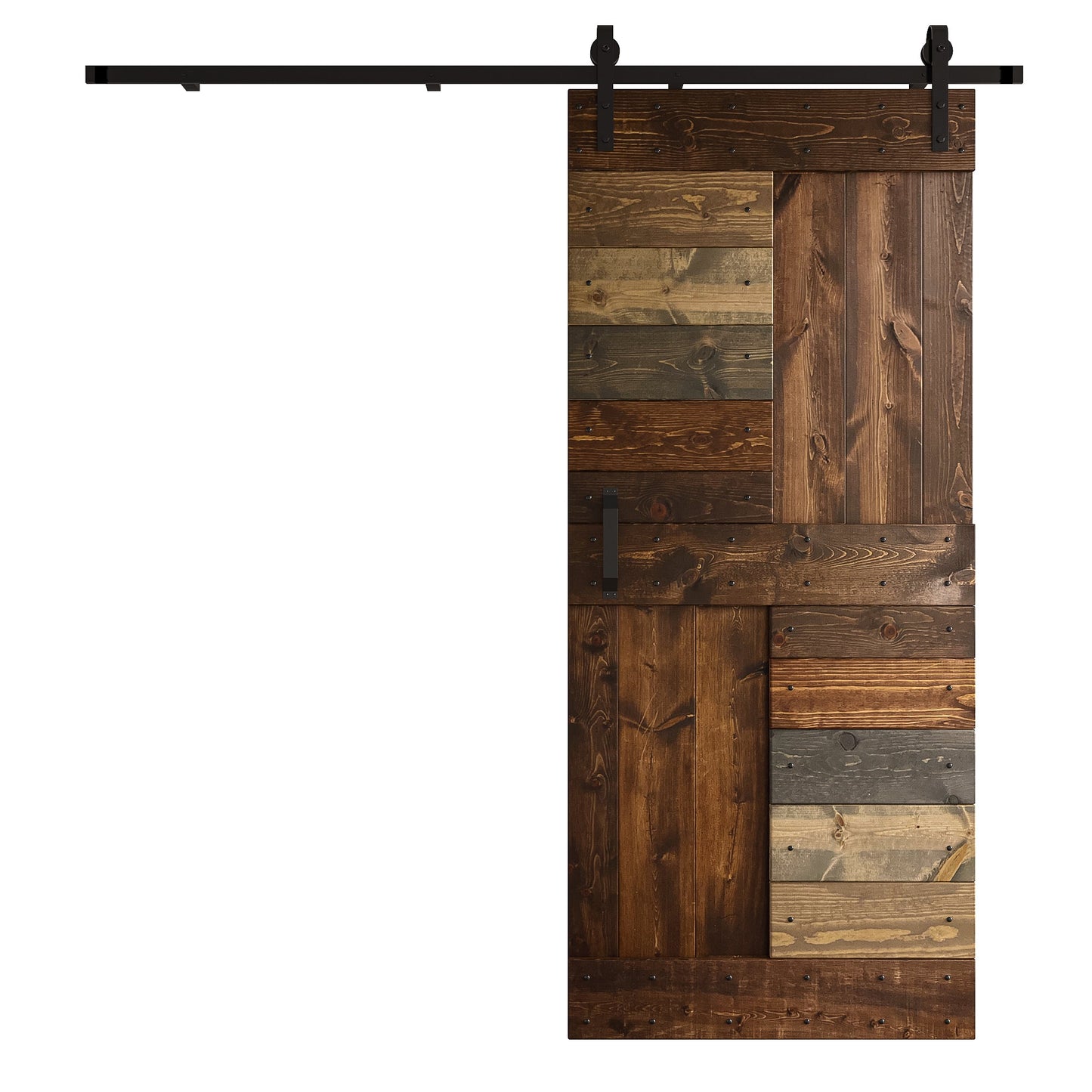 S Series 24in/30in/36in/42in x 84 in Finished Knotty Pine Wood Sliding Barn Door With Hardware Kit