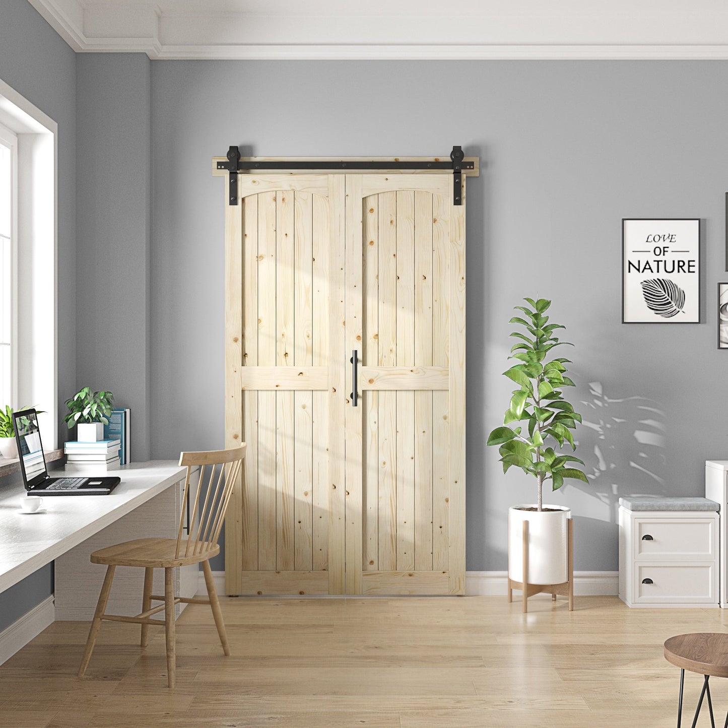Coast Sequoia Assembled Arch Top 30in./32in./36in./44in./48in. x 84in. Knotty Pine Wood Bi-Fold Door With Hardware Kit