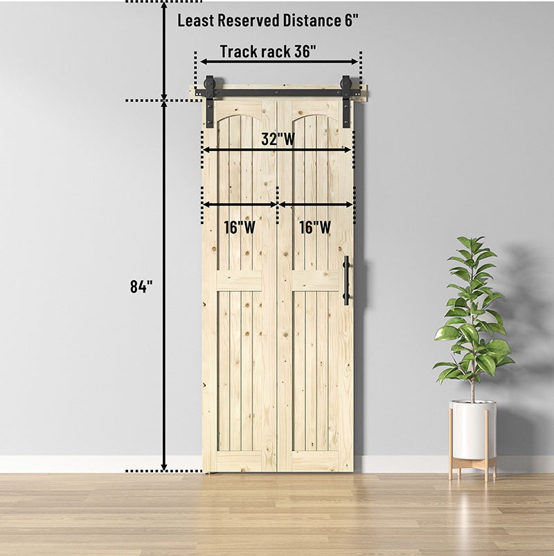 Coast Sequoia Assembled Arch Top 30in./32in./36in./44in./48in. x 84in. Knotty Pine Wood Bi-Fold Door With Hardware Kit