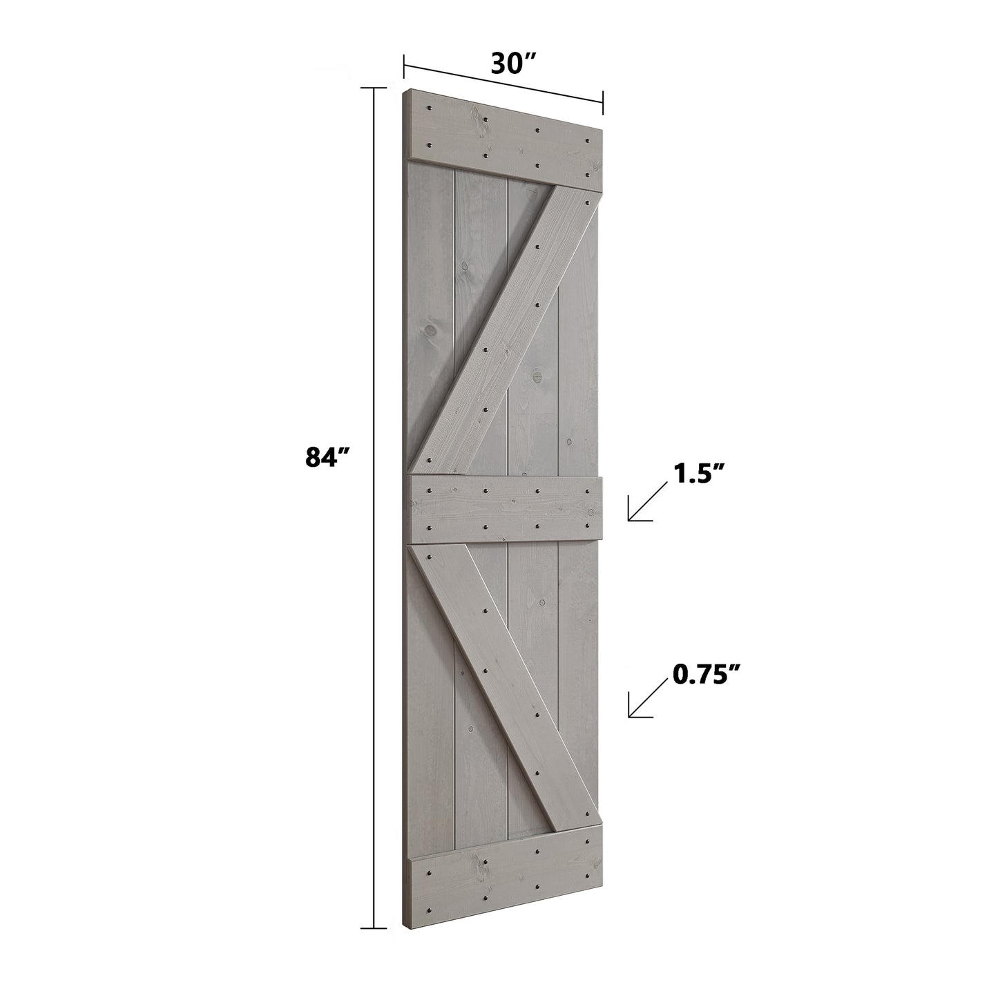 K Series 24 in/30 in/36 in/38 in/42 in x 84 in Finished DIY Knotty Wood Sliding Barn Door With Hardware Kit