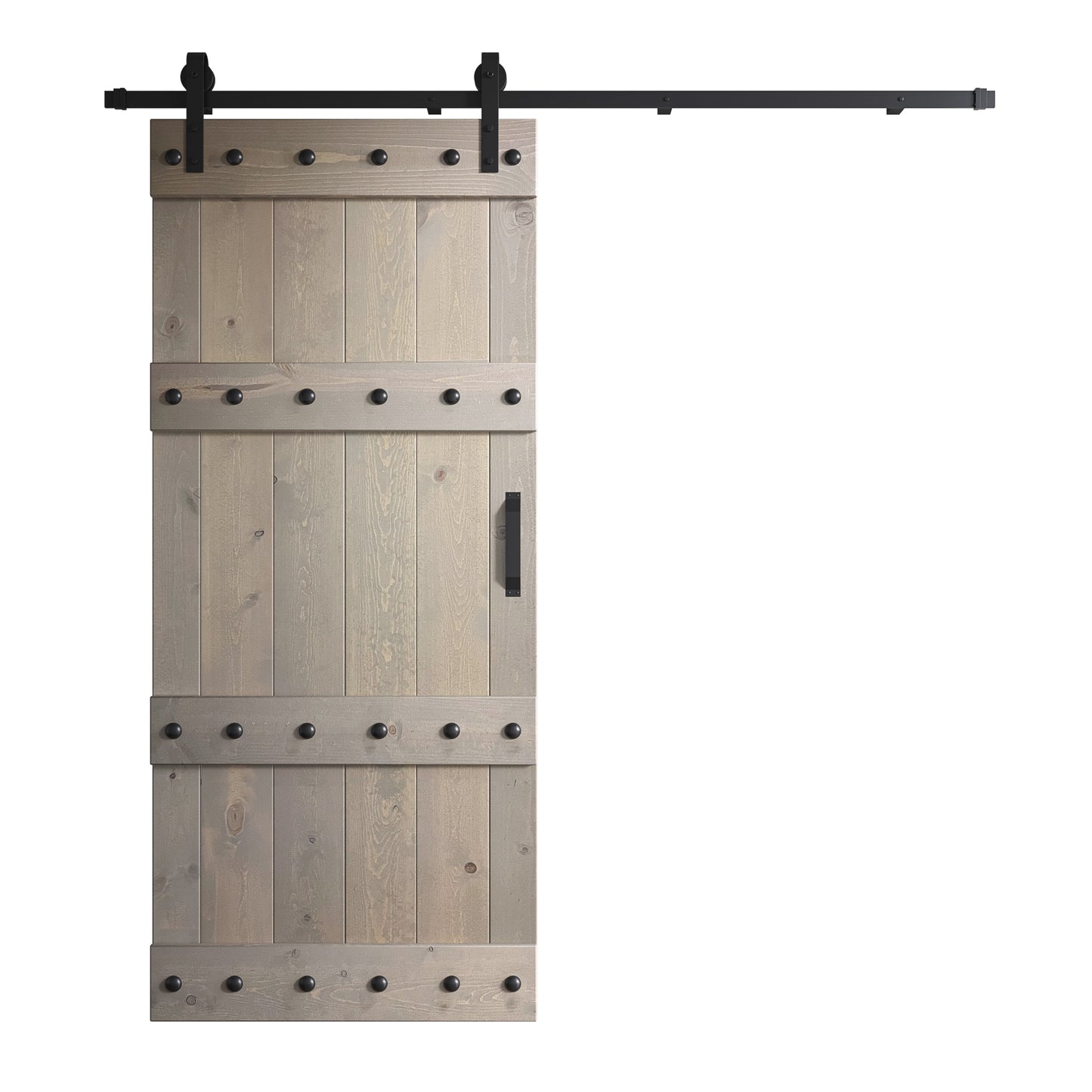 Castle Series 24in/30in/36in/42in x 84 in Finished Knotty Pine Wood Sliding Barn Door With Hardware Kit