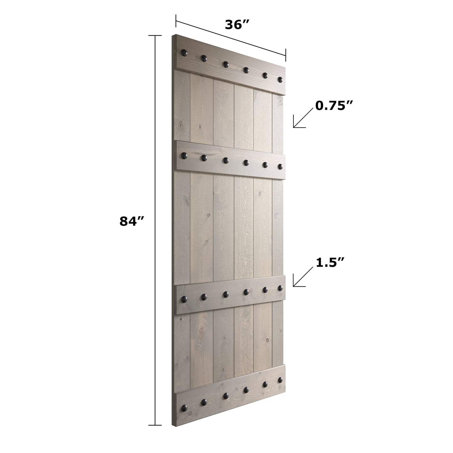 Castle Series 24in/30in/36in/42in x 84 in Finished Knotty Pine Wood Sliding Barn Door With Hardware Kit