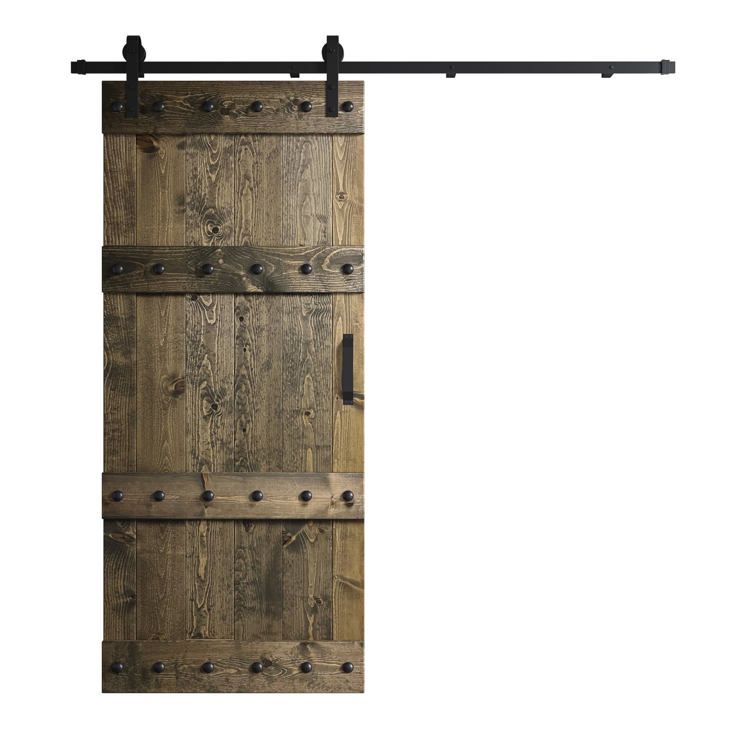 Castle Series 24in/30in/36in/42in x 84 in Finished Knotty Pine Wood Sliding Barn Door With Hardware Kit