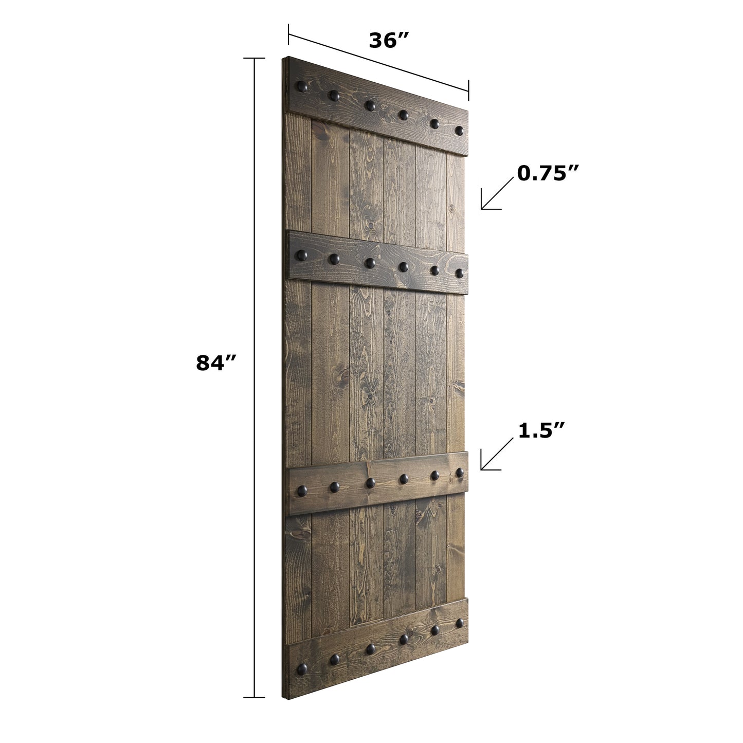 Castle Series 24in/30in/36in/42in x 84 in Finished Knotty Pine Wood Sliding Barn Door With Hardware Kit