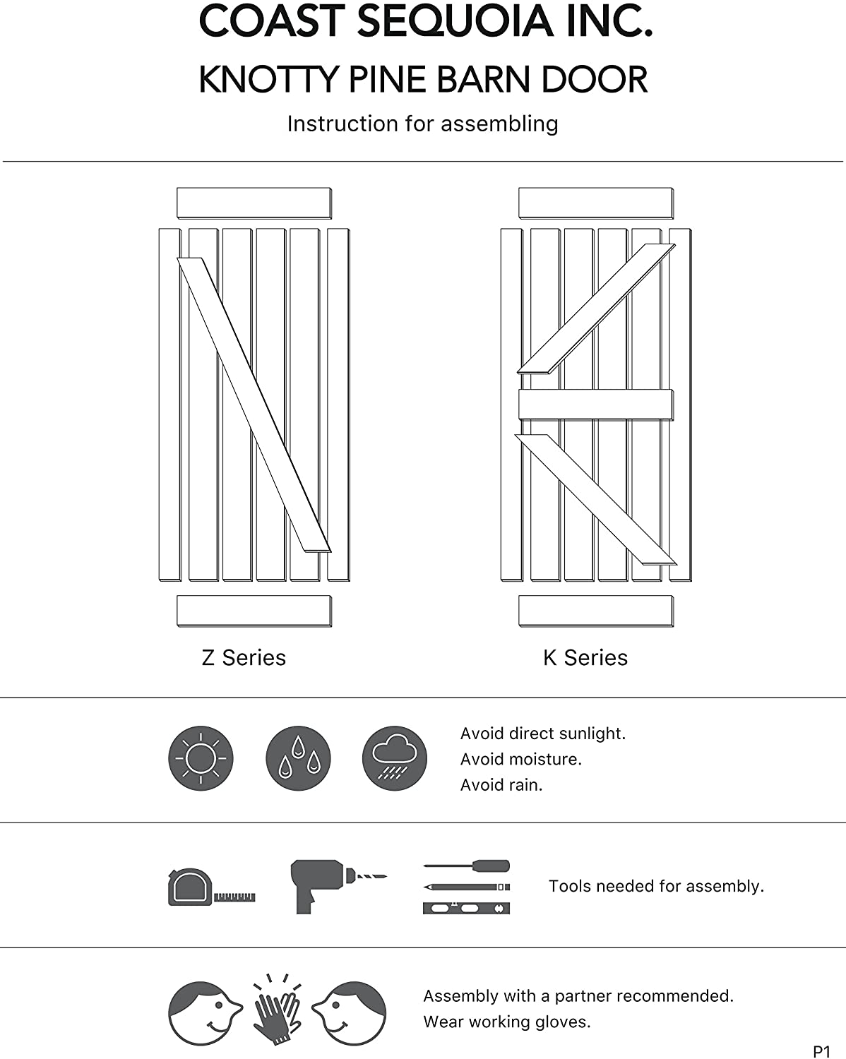 K Series 48 in/60 in/72 in/84 in x 84 in DIY Finished Knotty Pine Wood Double Sliding Barn Door With Hardware Kit