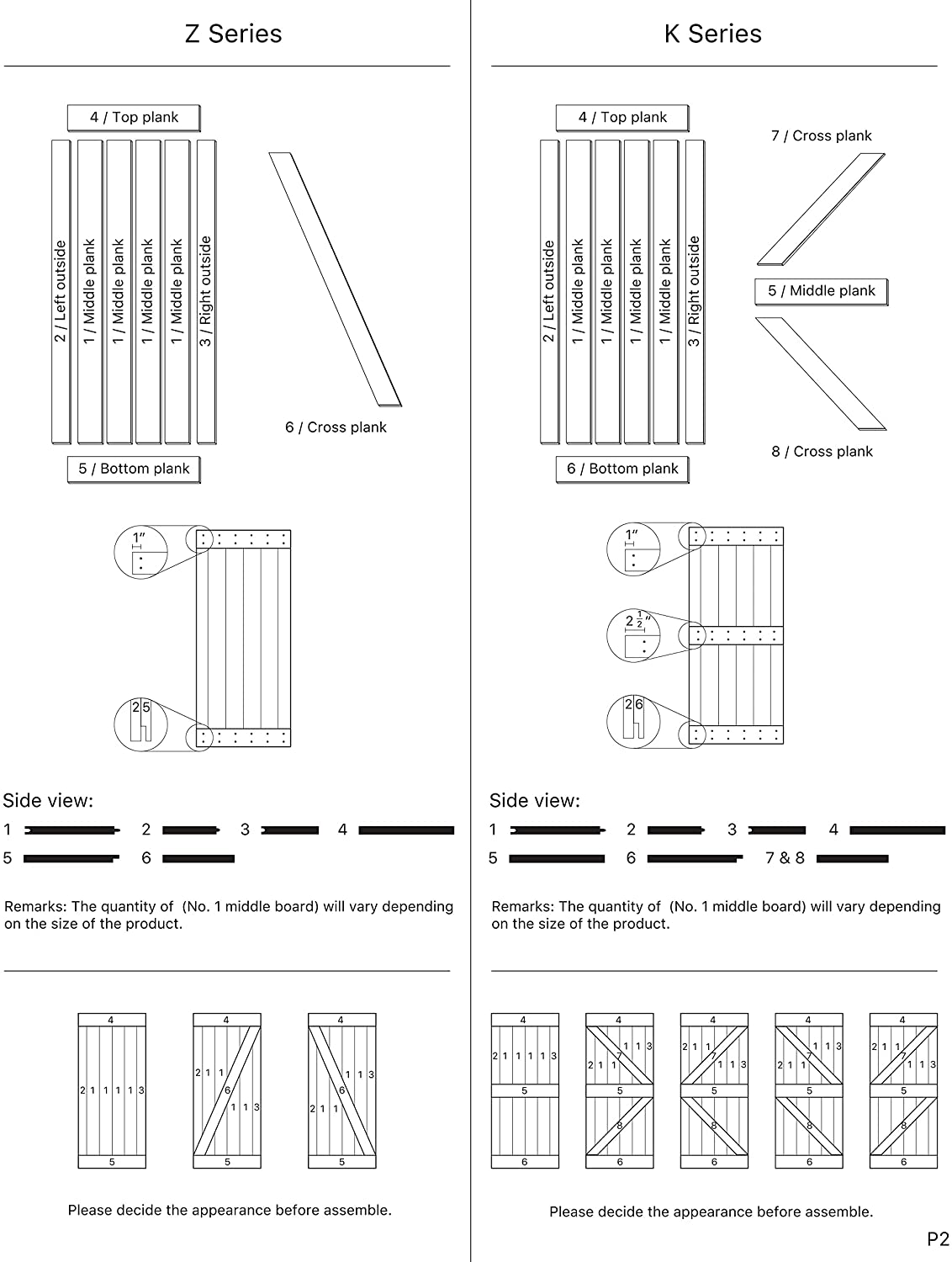 K Series 48 in/60 in/72 in/84 in x 84 in DIY Finished Knotty Pine Wood Double Sliding Barn Door With Hardware Kit