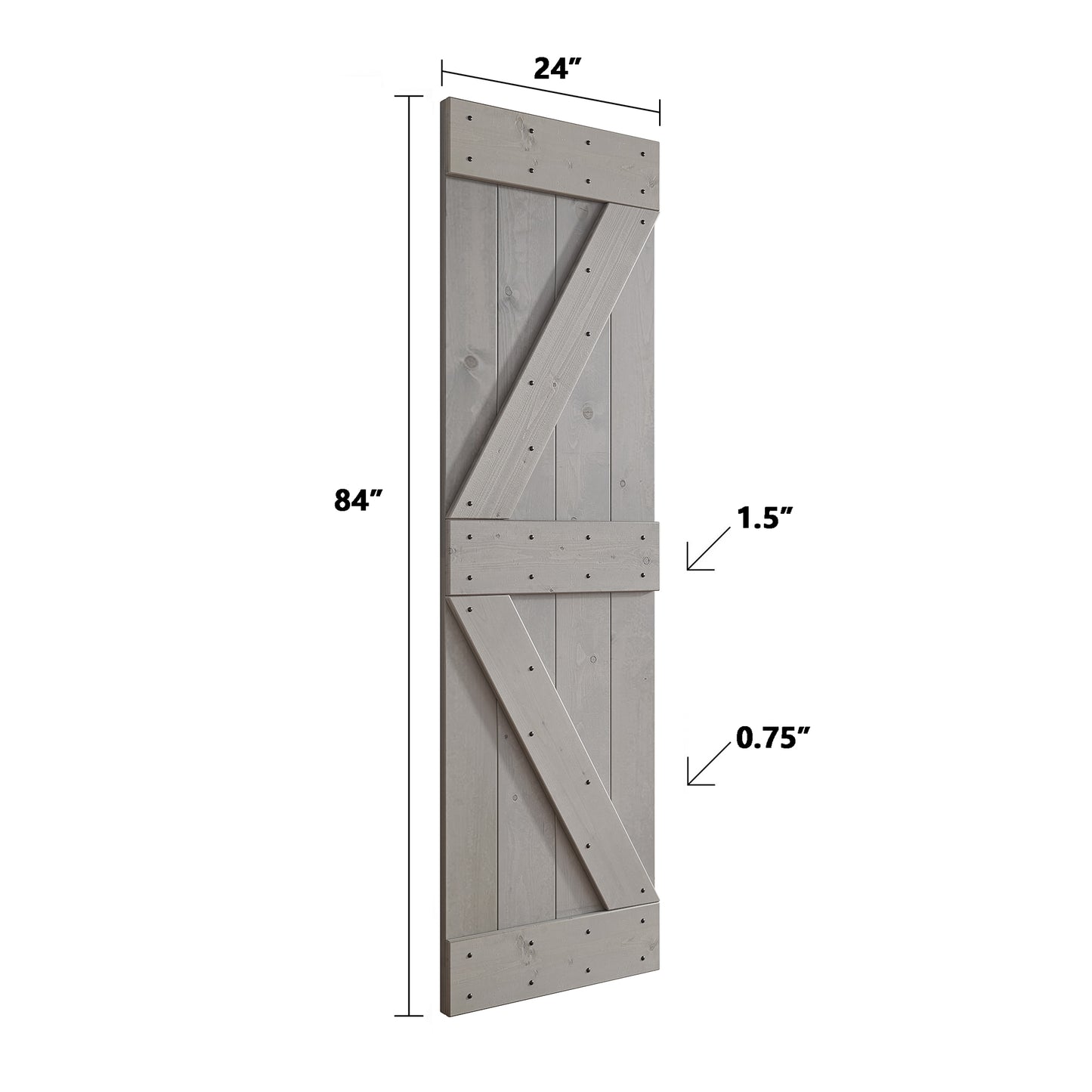 K Series 24 in/30 in/36 in/38 in/42 in x 84 in Finished DIY Knotty Wood Sliding Barn Door With Hardware Kit
